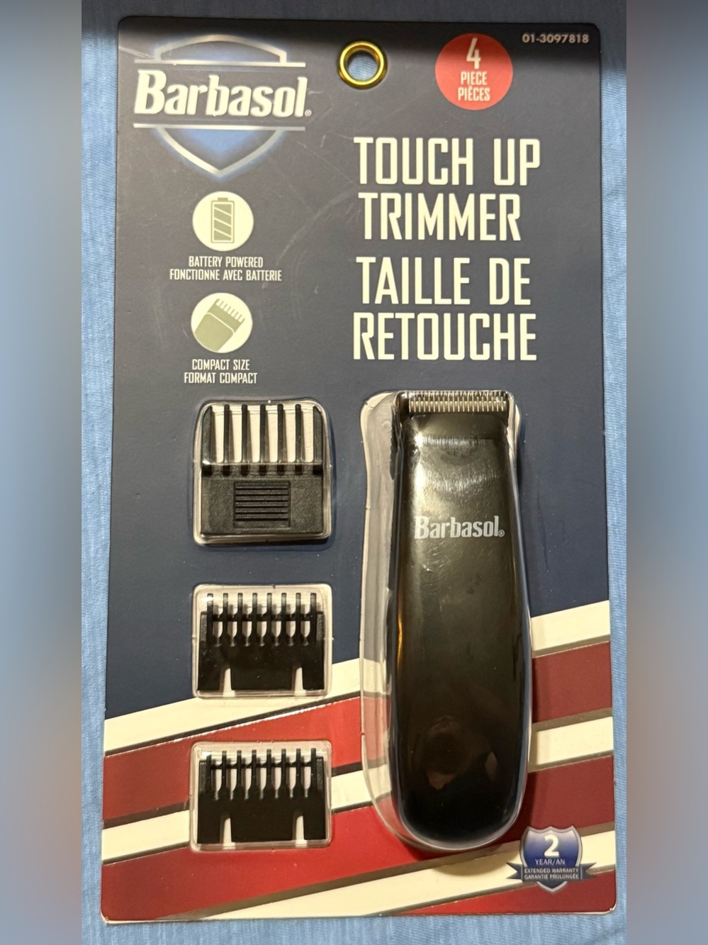 Barba Black Touch Up Trimmer with 3 Guide Combs